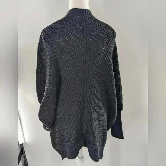 CHUNKY KNIT WINE Black OPEN CARDIGAN SWEATER Size Small NWT Oversized C+D+M - Picture 6 of 9